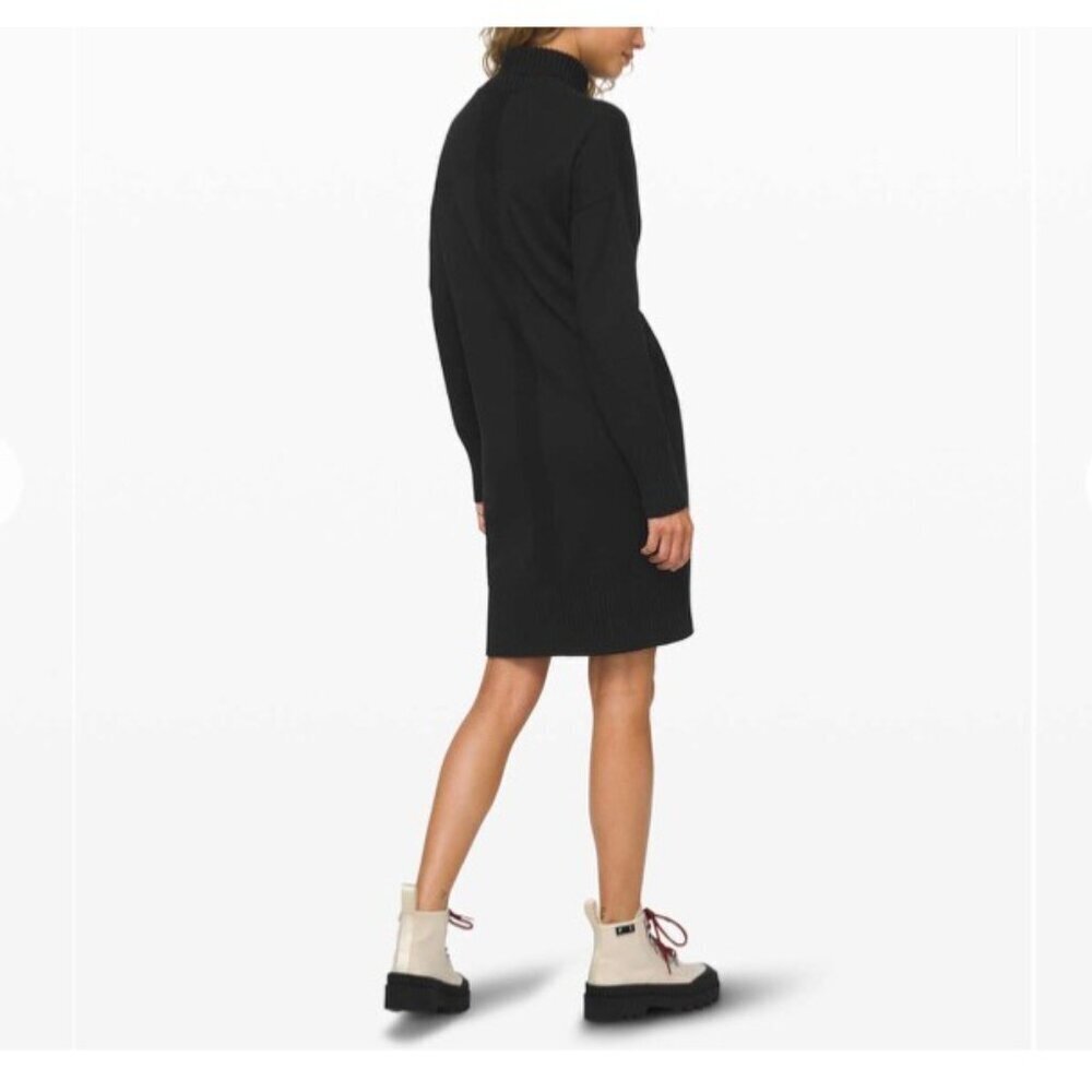 Lululemon Keep It Cozy Black Long Sleeved Turtleneck Cashmere Blend Sweater Dres - Picture 2 of 8